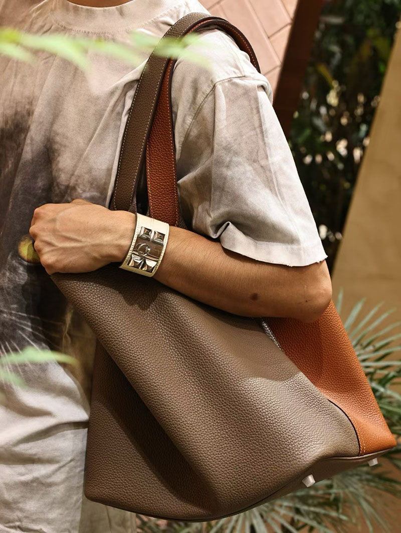 エルメス ピコタン TGM メンズ HERMES ピコタンロック 31 TGM ゴールド/エトゥープ トリヨンクレマンス シルバー金具 2524144 - 画像 (7)