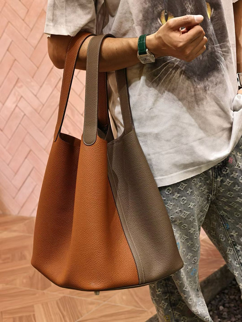 エルメス ピコタン TGM メンズ HERMES ピコタンロック 31 TGM ゴールド/エトゥープ トリヨンクレマンス シルバー金具 2524144 - 画像 (4)