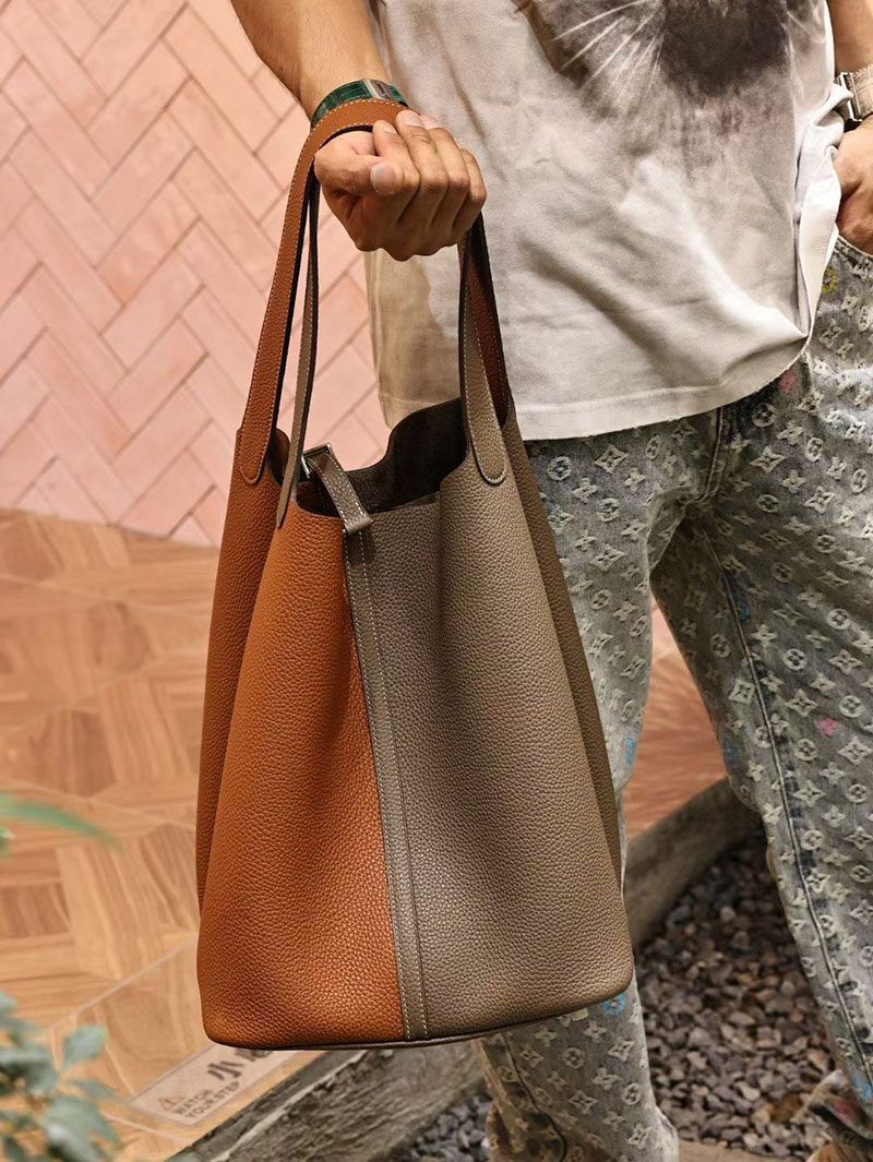 エルメス ピコタン TGM メンズ HERMES ピコタンロック 31 TGM ゴールド/エトゥープ トリヨンクレマンス シルバー金具 2524144 - 画像 (2)