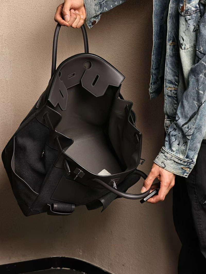 エルメス メンズバッグ HERMES オータクロア 40cm カーゴ グラファイト トワルアッシュ×スイフト シルバー金具 2524149 - 画像 (9)