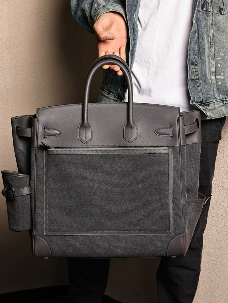 エルメス メンズバッグ HERMES オータクロア 40cm カーゴ グラファイト トワルアッシュ×スイフト シルバー金具 2524149 - 画像 (3)