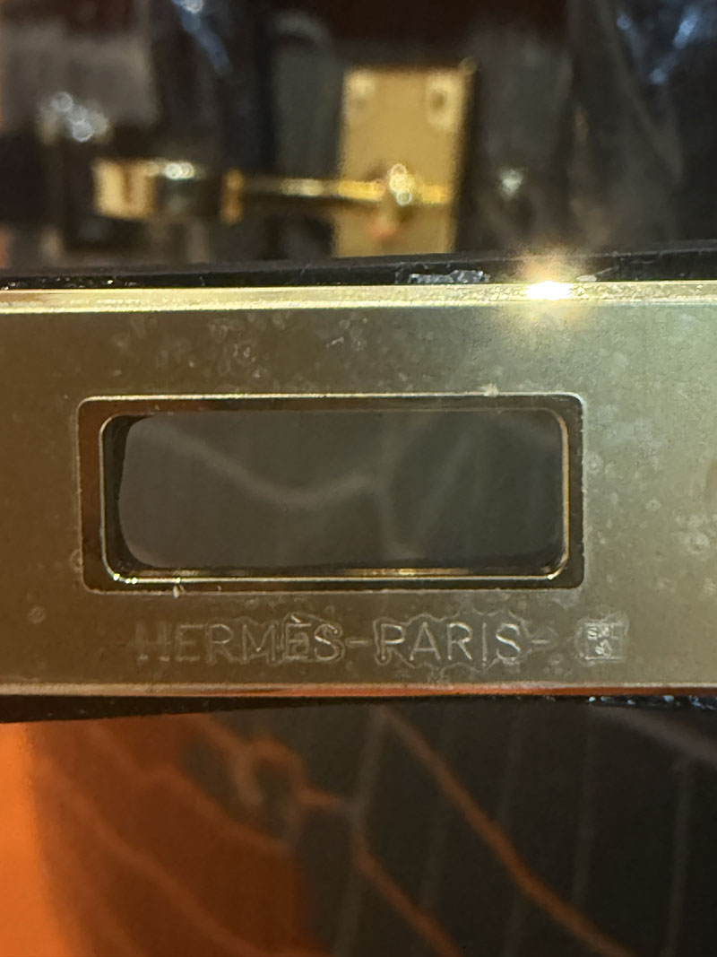 エルメスバッグバーキン定価 バーキン25 黒 ブラック クロコダイル ニロティカスマット ゴールド金具 2524158 - 画像 (10)