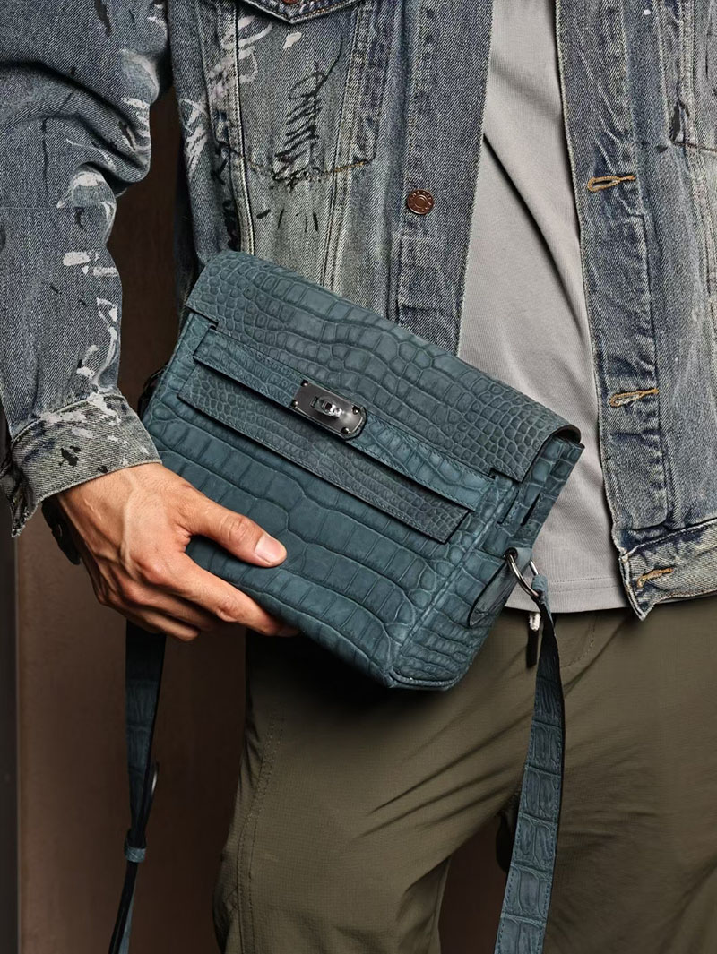 エルメスコピー メンズ HERMES ケリーメッセンジャー ヴェールボスフォール クロコダイル ポロサスマット シルバー金具 2524169 - 画像 (2)