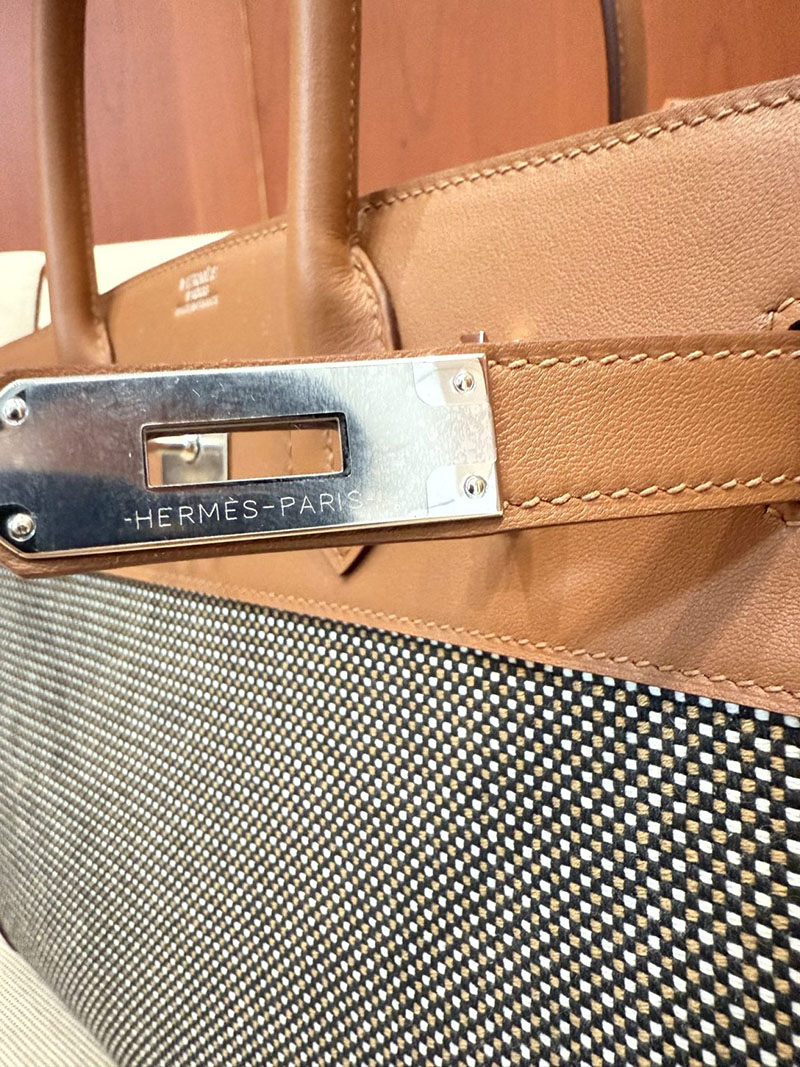 エルメスコピー バーキン25 ゴールド HERMES バーキン25 ゴールド スイフト/トワルアッシュ シルバー金具 2524171 - 画像 (5)