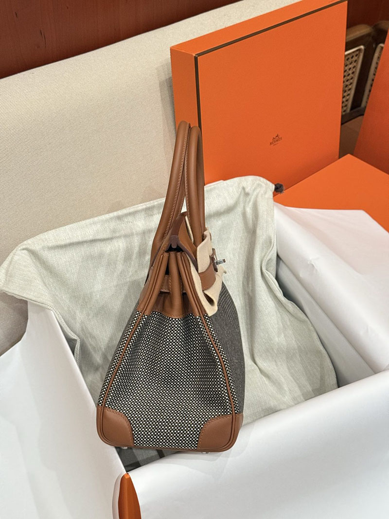 エルメスコピー バーキン25 ゴールド HERMES バーキン25 ゴールド スイフト/トワルアッシュ シルバー金具 2524171 - 画像 (4)