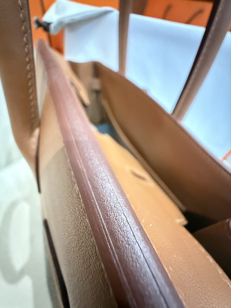 エルメスコピー バーキン25 ゴールド HERMES バーキン25 ゴールド スイフト/トワルアッシュ シルバー金具 2524171 - 画像 (3)