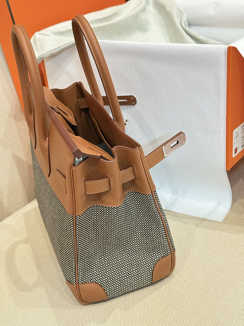 エルメスコピー バーキン25 ゴールド HERMES バーキン25 ゴールド スイフト/トワルアッシュ シルバー金具 2524171 - 画像 (15)