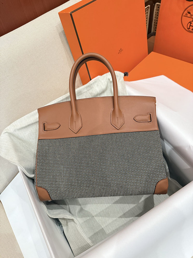 エルメスコピー バーキン25 ゴールド HERMES バーキン25 ゴールド スイフト/トワルアッシュ シルバー金具 2524171 - 画像 (14)