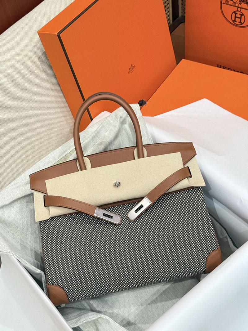 エルメスコピー バーキン25 ゴールド HERMES バーキン25 ゴールド スイフト/トワルアッシュ シルバー金具 2524171 - 画像 (13)