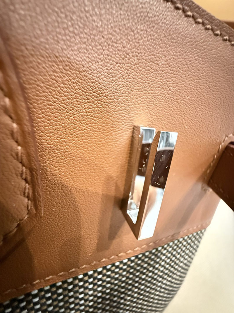 エルメスコピー バーキン25 ゴールド HERMES バーキン25 ゴールド スイフト/トワルアッシュ シルバー金具 2524171 - 画像 (9)