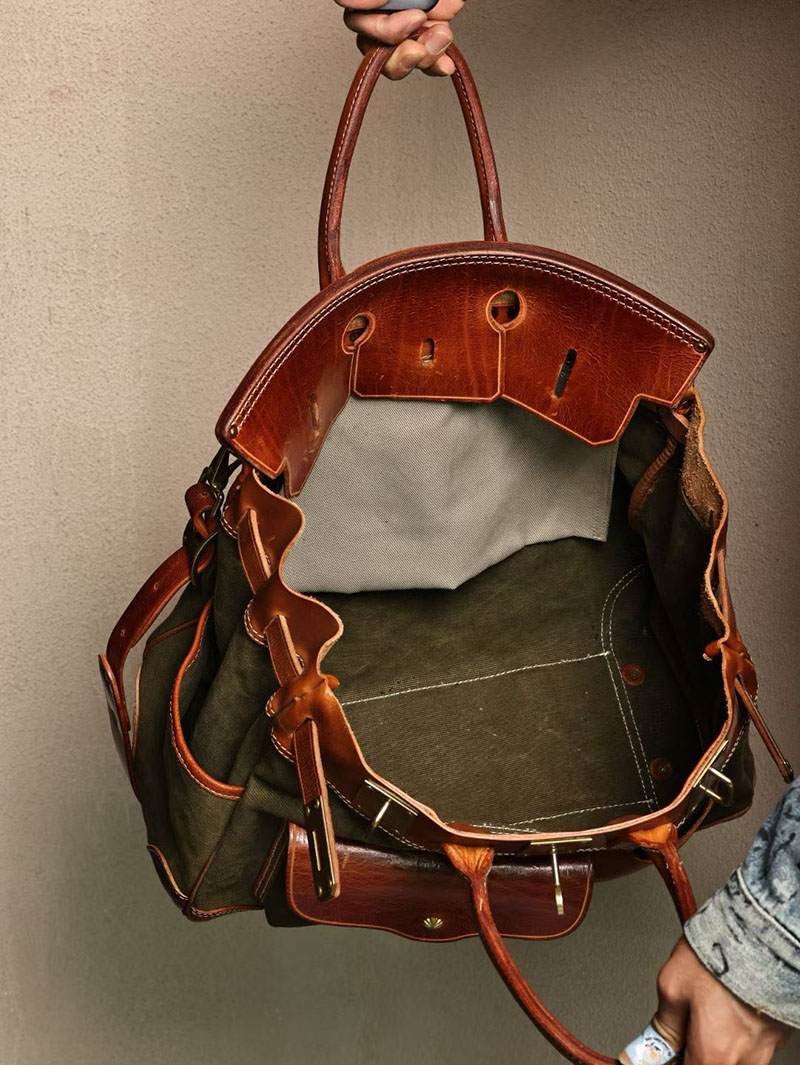 エルメス メンズバッグ HERMES オータクロア 40cm カーゴ ゴールド/ヴェールクリケット トワルアッシュ×スイフト シルバー金具 2524184 - 画像 (8)