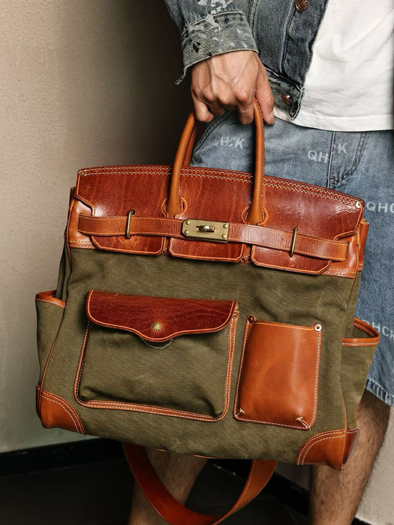 エルメス メンズバッグ HERMES オータクロア 40cm カーゴ ゴールド/ヴェールクリケット トワルアッシュ×スイフト シルバー金具 2524184 - 画像 (6)