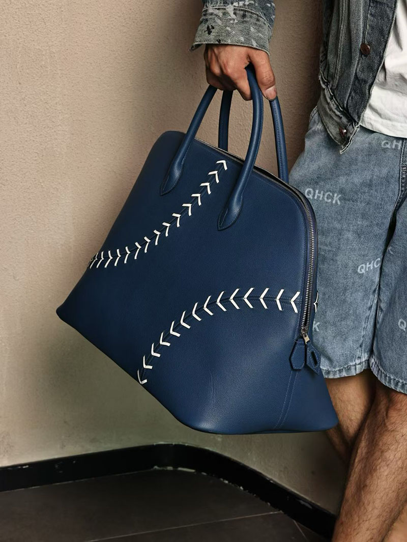 エルメスコピー ボリード45 メンズ HERMES ボリード1923 ベースボール45 ブルードマルト/ホワイト エバーカラー シルバー金具 2524187 - 画像 (8)