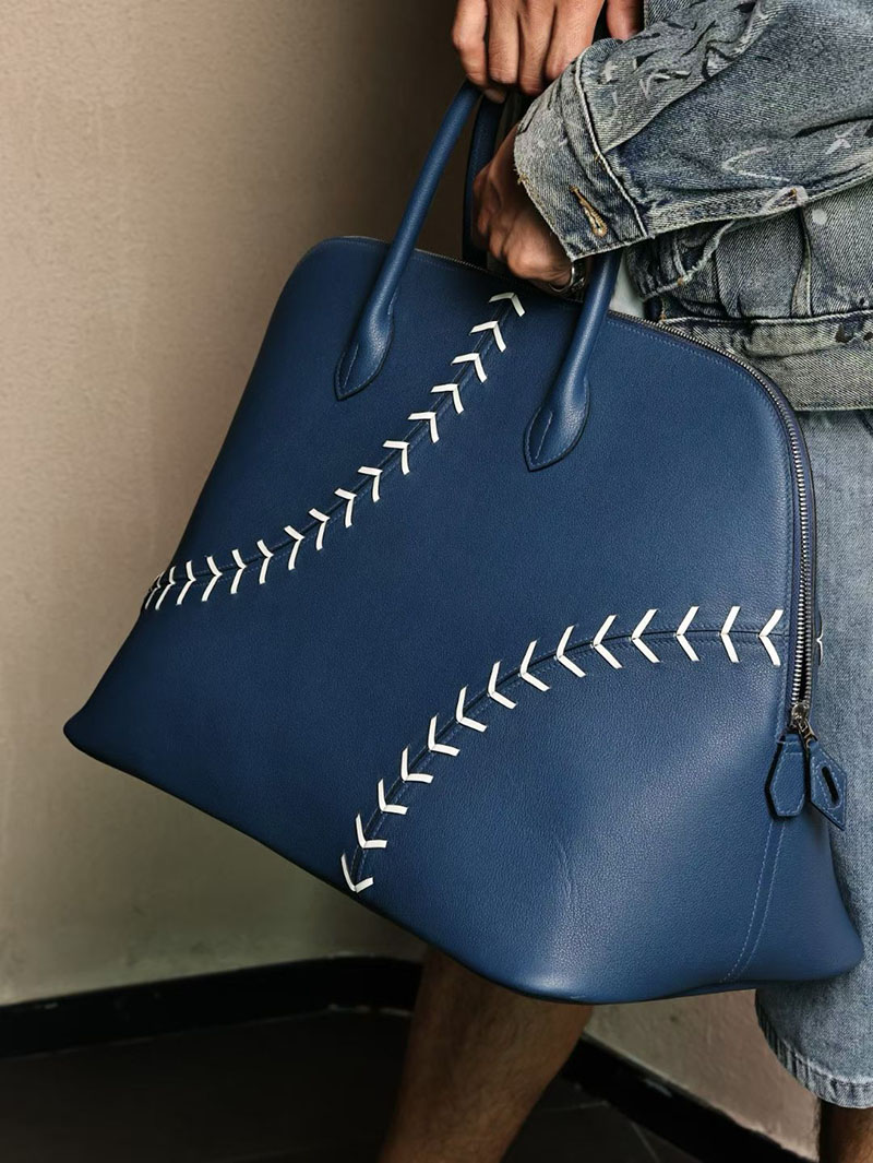 エルメスコピー ボリード45 メンズ HERMES ボリード1923 ベースボール45 ブルードマルト/ホワイト エバーカラー シルバー金具 2524187 - 画像 (7)