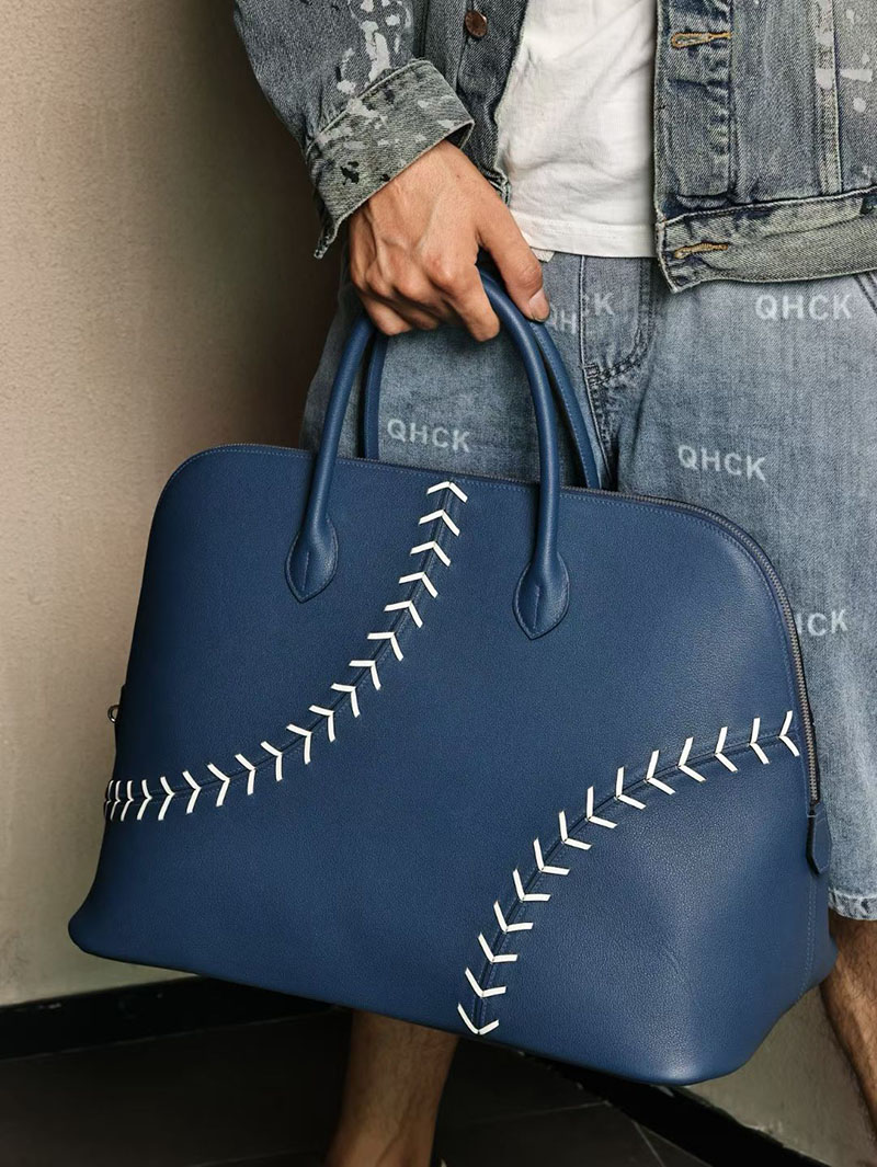 エルメスコピー ボリード45 メンズ HERMES ボリード1923 ベースボール45 ブルードマルト/ホワイト エバーカラー シルバー金具 2524187 - 画像 (6)