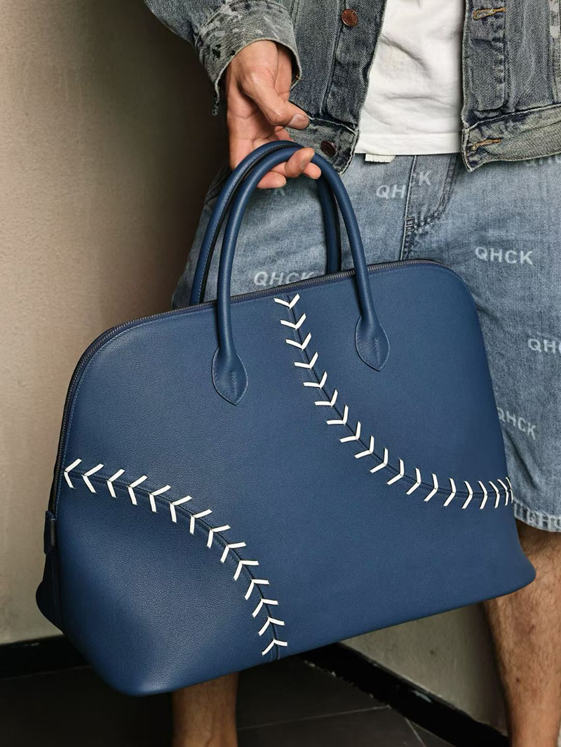 エルメスコピー ボリード45 メンズ HERMES ボリード1923 ベースボール45 ブルードマルト/ホワイト エバーカラー シルバー金具 2524187 - 画像 (5)