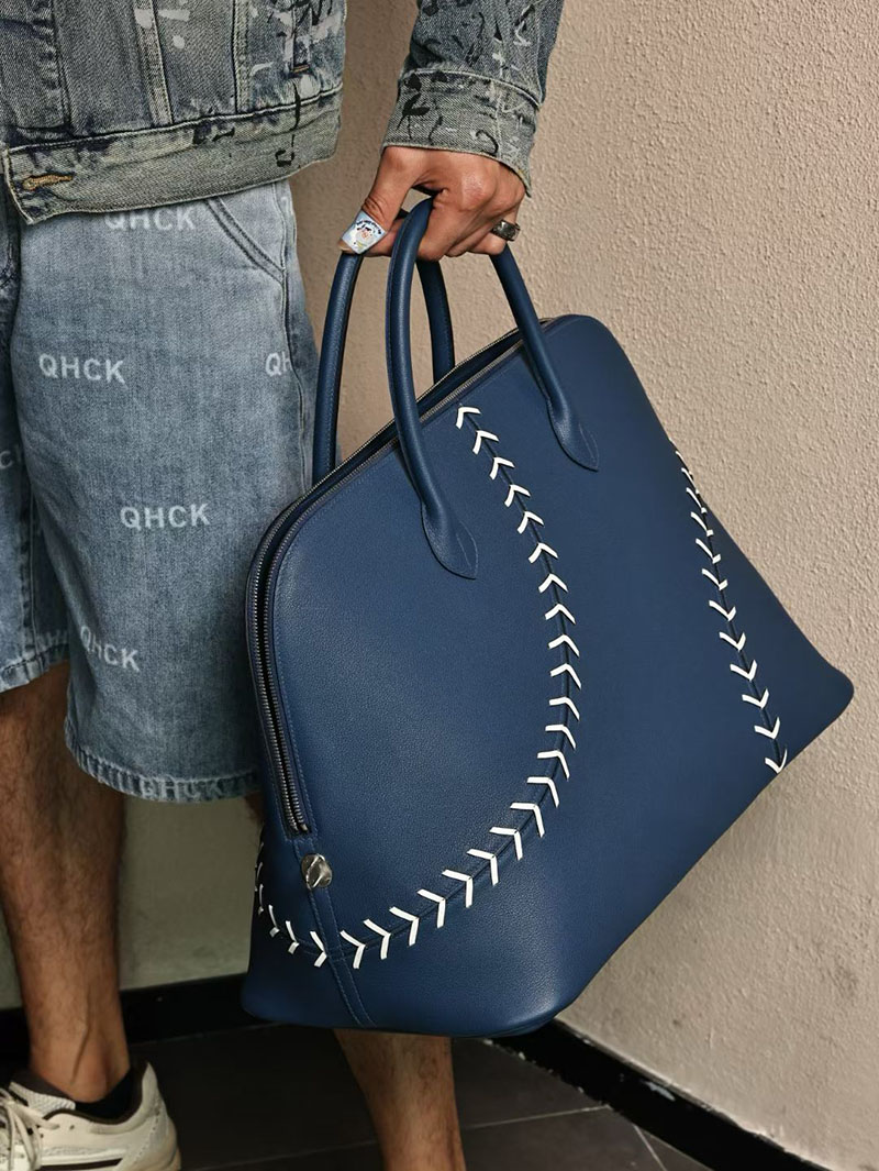 エルメスコピー ボリード45 メンズ HERMES ボリード1923 ベースボール45 ブルードマルト/ホワイト エバーカラー シルバー金具 2524187 - 画像 (2)