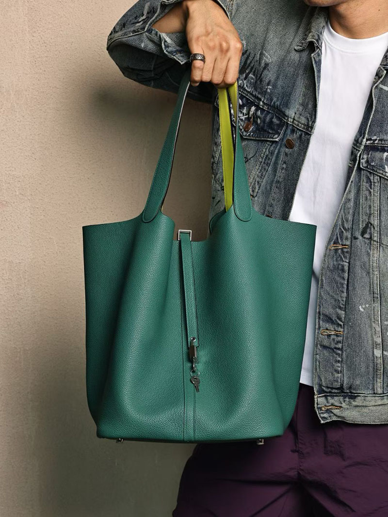 エルメス ピコタン TGM メンズ HERMES ピコタンロック 31 TGM ヴェールヴェルティゴ/ジョーヌブルジョン トリヨンクレマンス シルバー金具 2524195 - 画像 (9)