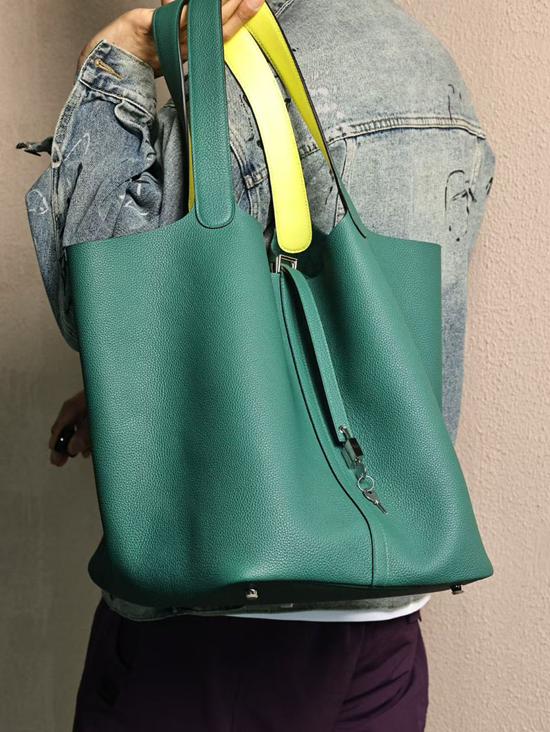 エルメス ピコタン TGM メンズ HERMES ピコタンロック 31 TGM ヴェールヴェルティゴ/ジョーヌブルジョン トリヨンクレマンス シルバー金具 2524195 - 画像 (8)