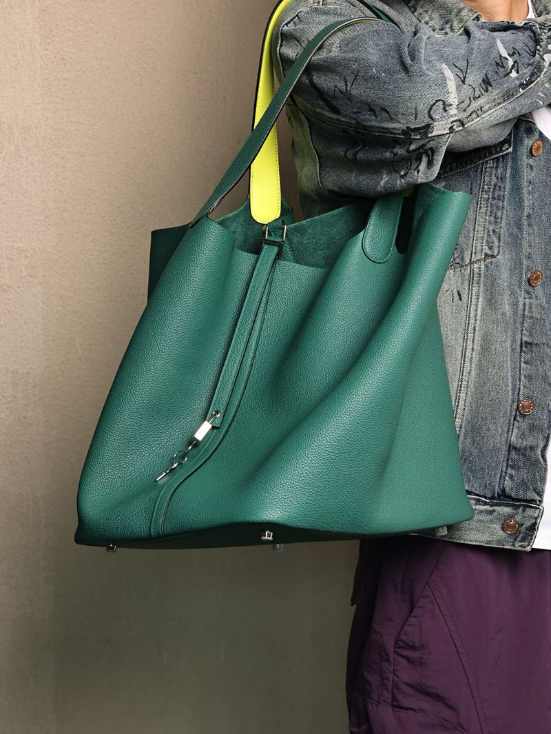 エルメス ピコタン TGM メンズ HERMES ピコタンロック 31 TGM ヴェールヴェルティゴ/ジョーヌブルジョン トリヨンクレマンス シルバー金具 2524195 - 画像 (7)