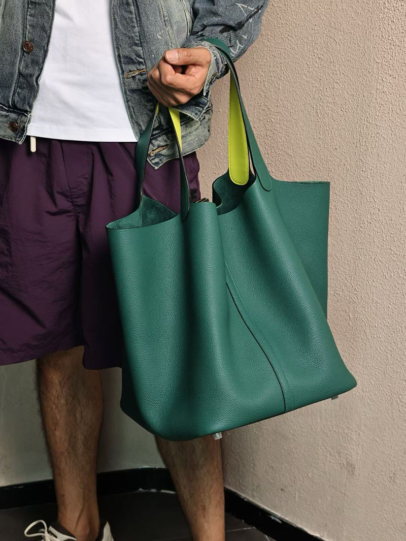 エルメス ピコタン TGM メンズ HERMES ピコタンロック 31 TGM ヴェールヴェルティゴ/ジョーヌブルジョン トリヨンクレマンス シルバー金具 2524195 - 画像 (5)