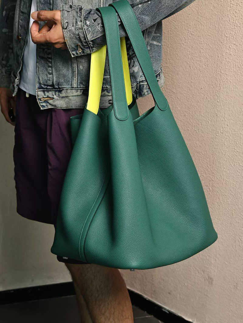 エルメス ピコタン TGM メンズ HERMES ピコタンロック 31 TGM ヴェールヴェルティゴ/ジョーヌブルジョン トリヨンクレマンス シルバー金具 2524195 - 画像 (4)