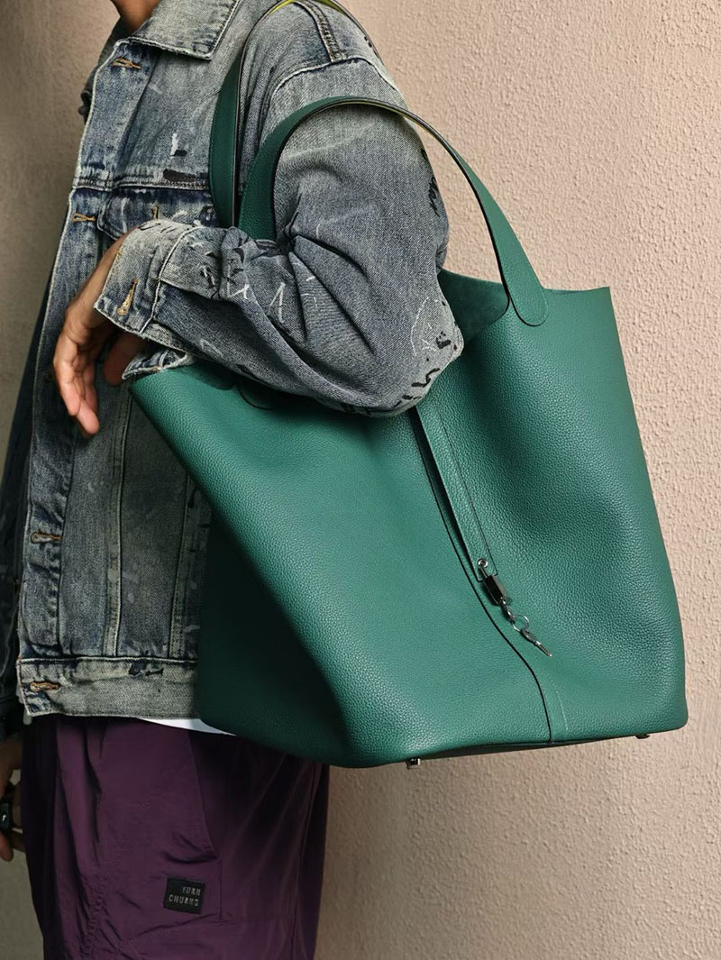 エルメス ピコタン TGM メンズ HERMES ピコタンロック 31 TGM ヴェールヴェルティゴ/ジョーヌブルジョン トリヨンクレマンス シルバー金具 2524195 - 画像 (2)