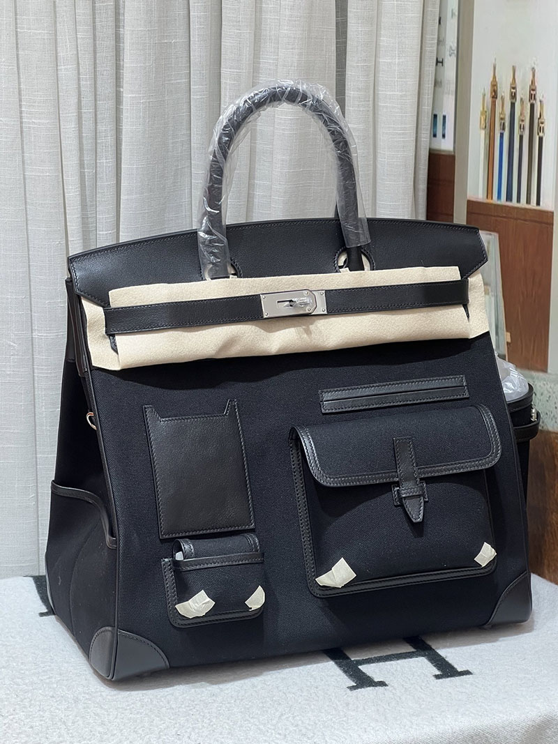 エルメスコピー オータクロア40 メンズ HERMES オータクロア 40cm カーゴ 黒 ブラック トワルアッシュ×スイフト シルバー金具 2524215 - 画像 (8)