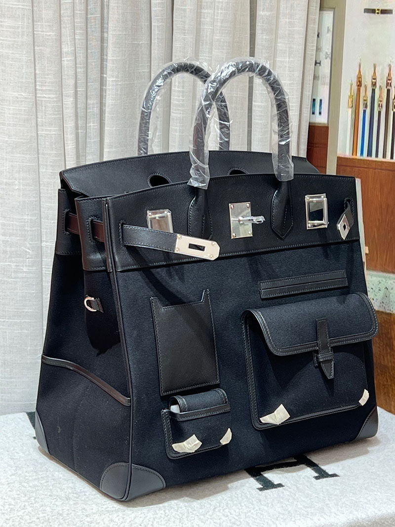 エルメスコピー オータクロア40 メンズ HERMES オータクロア 40cm カーゴ 黒 ブラック トワルアッシュ×スイフト シルバー金具 2524215 - 画像 (2)