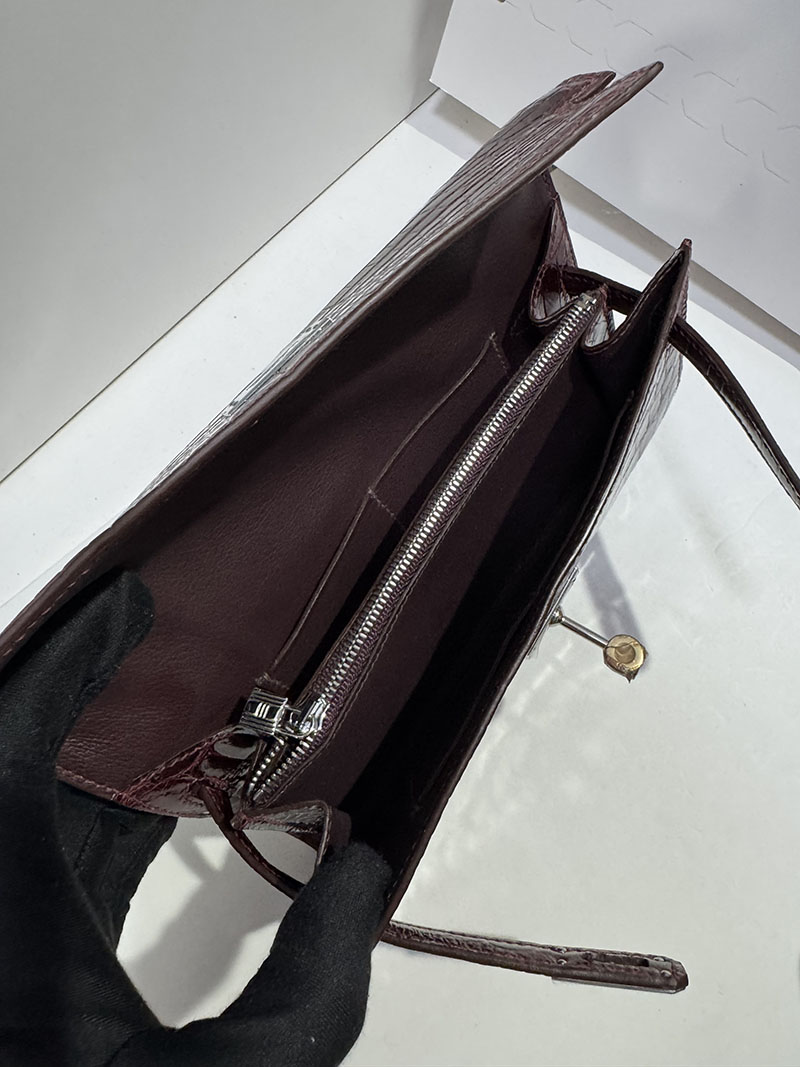 エルメスコピー HERMES 長財布 ケリーウォレット ロング トゥーゴー ルージュセリエ クロコダイル アリゲーターマット シルバー金具 2524309 - 画像 (3)