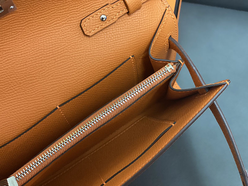 エルメス ケリー トゥー ゴー 定価 HERMES ケリーウォレット ロング トゥーゴー オレンジ ヴォーエプソン シルバー金具 2524332 - 画像 (6)