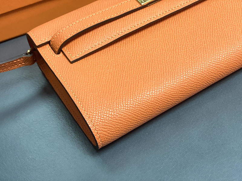 エルメス ケリーウォレット ロング 定価 HERMES ケリーウォレット ロング トゥーゴー オレンジ ヴォーエプソン ゴールド金具 2524333 - 画像 (8)