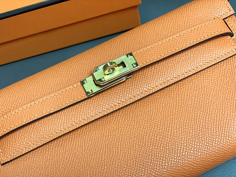 エルメス ケリーウォレット ロング 定価 HERMES ケリーウォレット ロング トゥーゴー オレンジ ヴォーエプソン ゴールド金具 2524333 - 画像 (7)