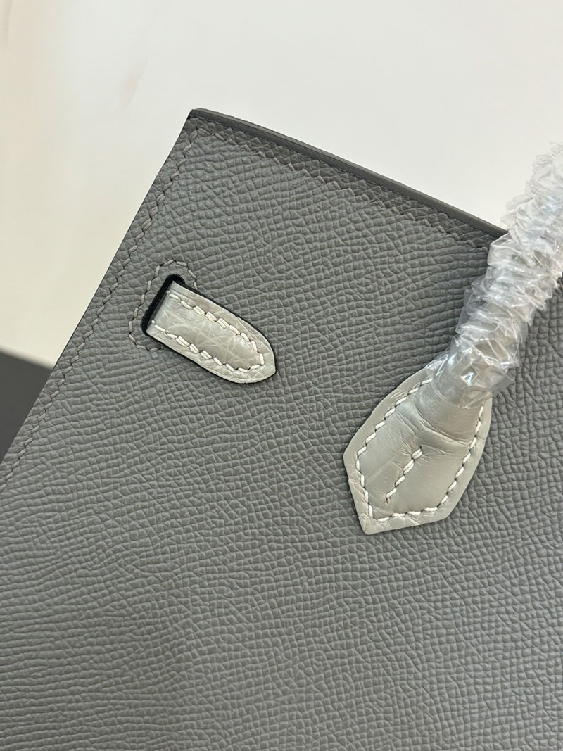 バーキン20 定価 HERMES バーキン 20 セリエ グリミスティ×グリシマン×クロ ヴォー・マダム×アリゲーターマット×スイフト シルバー金具 2524379 - 画像 (6)