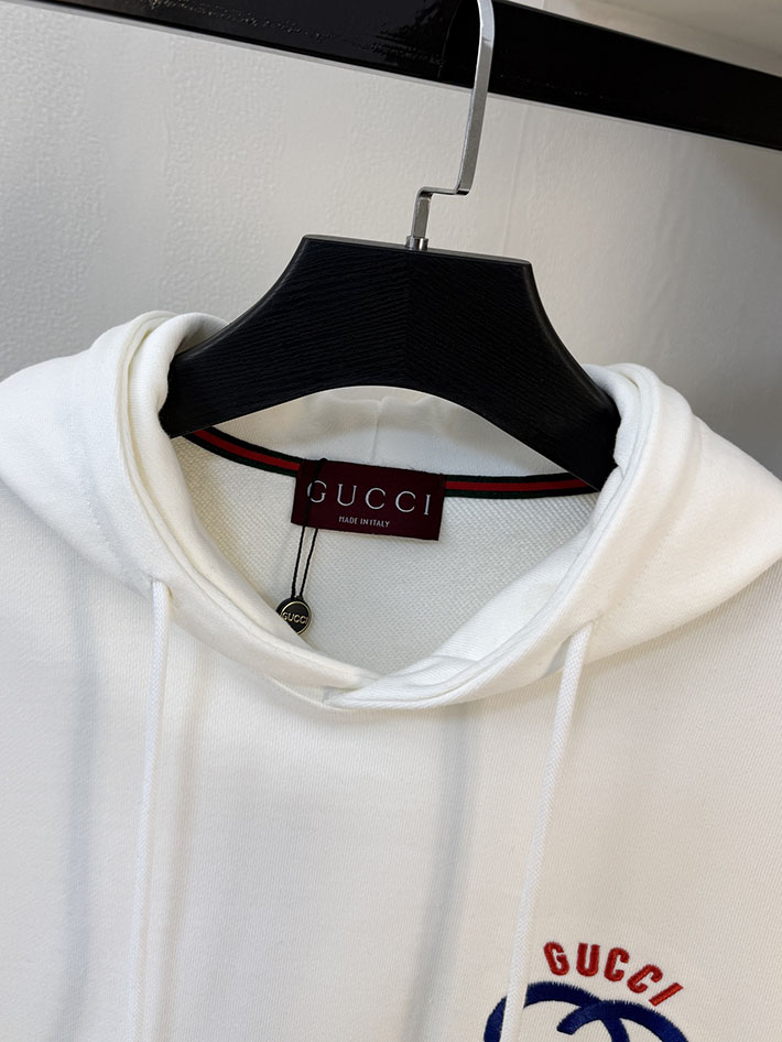 GUCCI グッチ コットンジャージー プリント フーデッド スウェットシャツ ホワイト 2524554 グッチ パーカー アウトレット - 画像 (10)