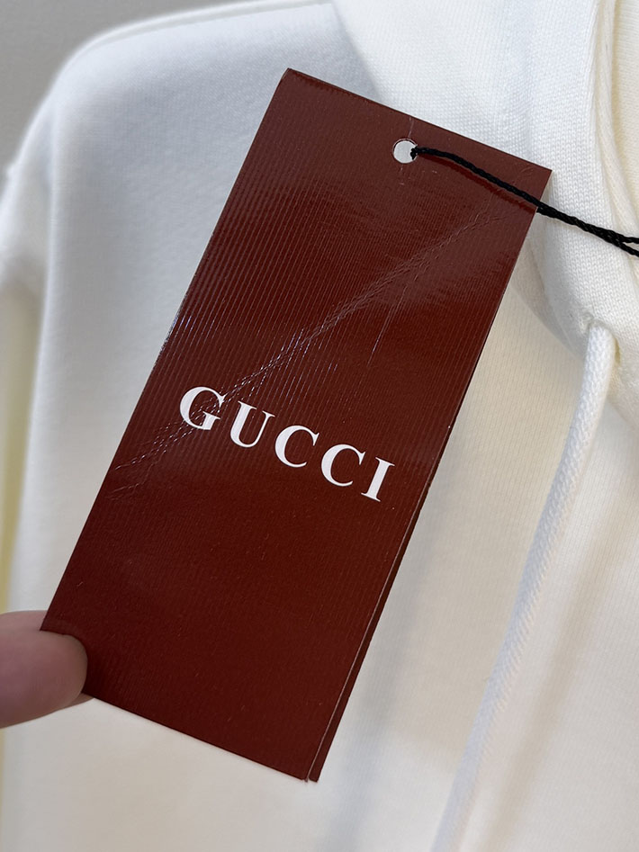 GUCCI グッチ コットンジャージー プリント フーデッド スウェットシャツ ホワイト 2524554 グッチ パーカー アウトレット - 画像 (9)