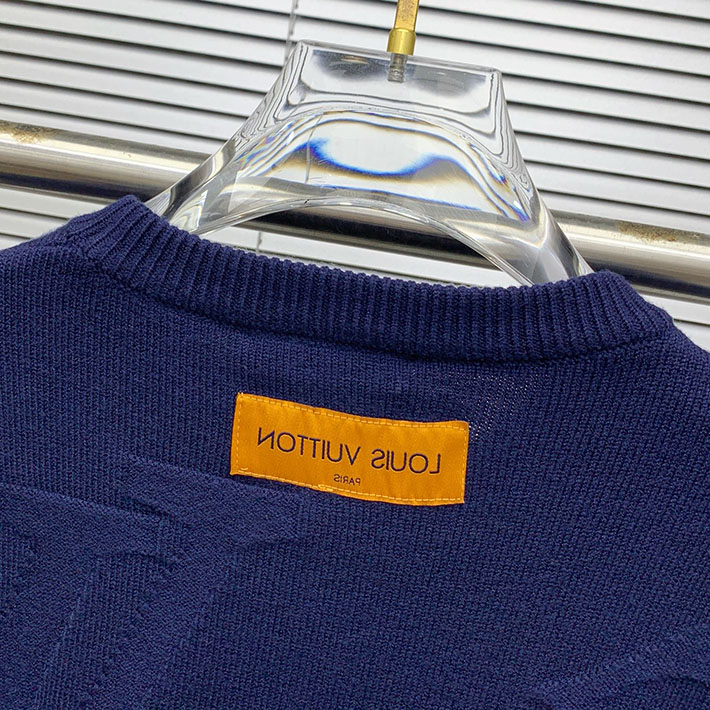 最高級ルイヴィトンスーパーコピー モノグラムロングスリーブコットンクルーネック ブルー 2524734 ルイ ヴィトン ニット 新作 - 画像 (3)