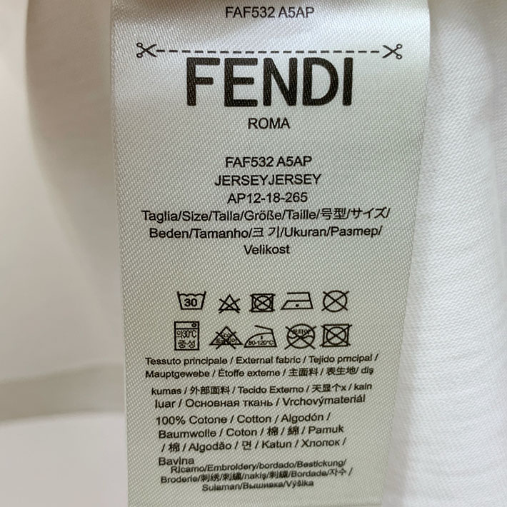 最高級フェンディスーパーコピー キッズ 子供服 ジュニア ユニセックス可 トップス ロンT 長袖Tシャツ ホワイト 2524756 FENDI Tシャツ アウトレット - 画像 (2)