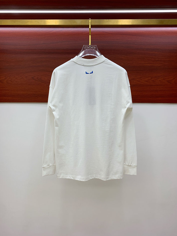 最高級フェンディスーパーコピー キッズ 子供服 ジュニア ユニセックス可 トップス ロンT 長袖Tシャツ ホワイト 2524756 FENDI Tシャツ アウトレット - 画像 (3)