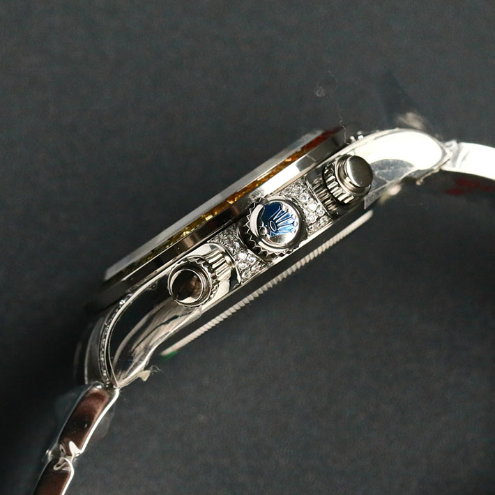 最高級ロレックススーパーコピー デイトナ 116599RBOW レインボー ランダム 8Pダイヤモンド 赤針 ブラック 黒 文字盤 K18WG メンズ - 画像 (4)