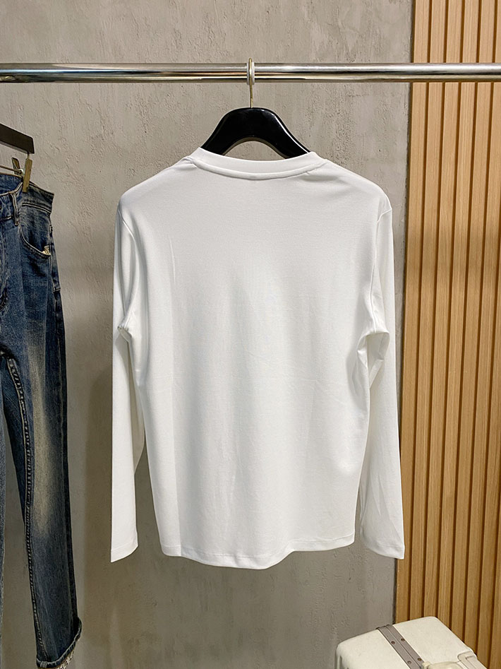 最高級ロロ・ピアーナスーパーコピー LoroPiana メンズ Tシャツ 長袖 クルーネック ホワイト 2524819 ロロピアーナ t シャツ メンズ - 画像 (3)