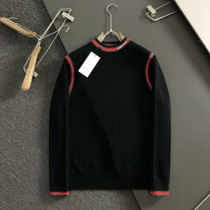 グッチ直営アウトレット店 GUCCI セーター シェリーライン クルーネック 長袖 ブラック 2524928 グッチ トレーナー メンズ
