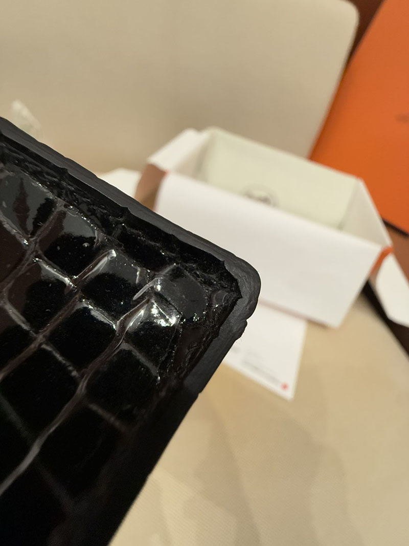 HERMES ポシェットケリー 黒 ブラック クロコダイル アリゲーターマット シルバー金具 2526003 ポシェットケリー クロコ - 画像 (7)