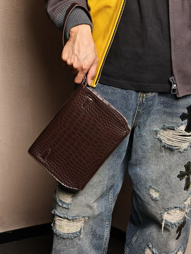 メンズ エルメス バッグ HERMES ケリーデペッシュ25 エベンヌ クロコダイル シルバー金具 2526011 エルメス メンズバッグ ケリー - 画像 (6)