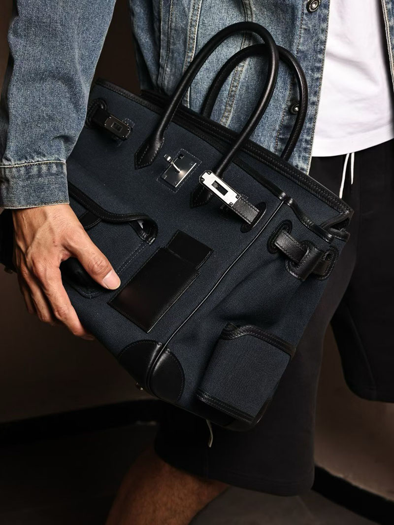 メンズ エルメス バッグ HERMES バーキンカーゴ35 ブルーニュイ キャンバス/スイフト シルバー金具 2526013 エルメス メンズバッグ ビジネス - 画像 (7)