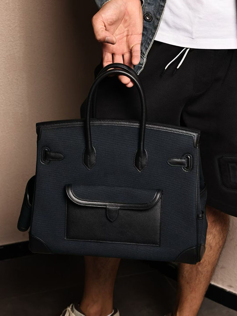 メンズ エルメス バッグ HERMES バーキンカーゴ35 ブルーニュイ キャンバス/スイフト シルバー金具 2526013 エルメス メンズバッグ ビジネス - 画像 (6)