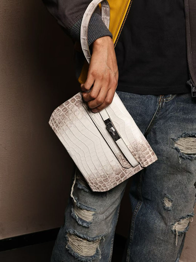 メンズ エルメス バッグ HERMES ケリーデペッシュ25 ヒマラヤ クロコダイル シルバー金具 2526014 エルメス メンズバッグ ケリー - 画像 (7)