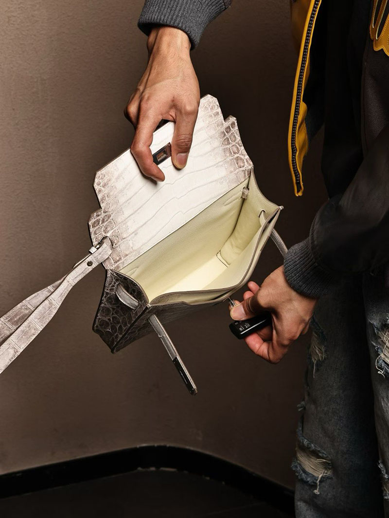 メンズ エルメス バッグ HERMES ケリーデペッシュ25 ヒマラヤ クロコダイル シルバー金具 2526014 エルメス メンズバッグ ケリー - 画像 (4)