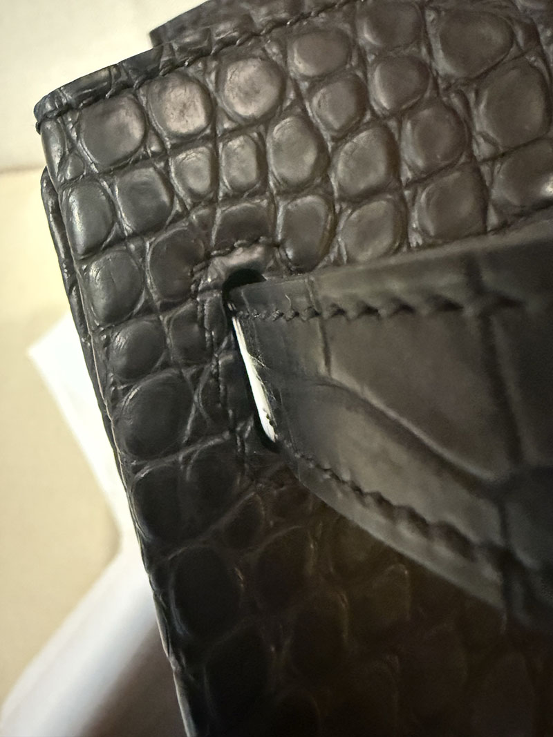 レディース エルメス バッグ HERMES バーキン25 黒 ブラック クロコダイル アリゲーターマット シルバー金具 2526026 バーキン クロコ 定価 - 画像 (15)