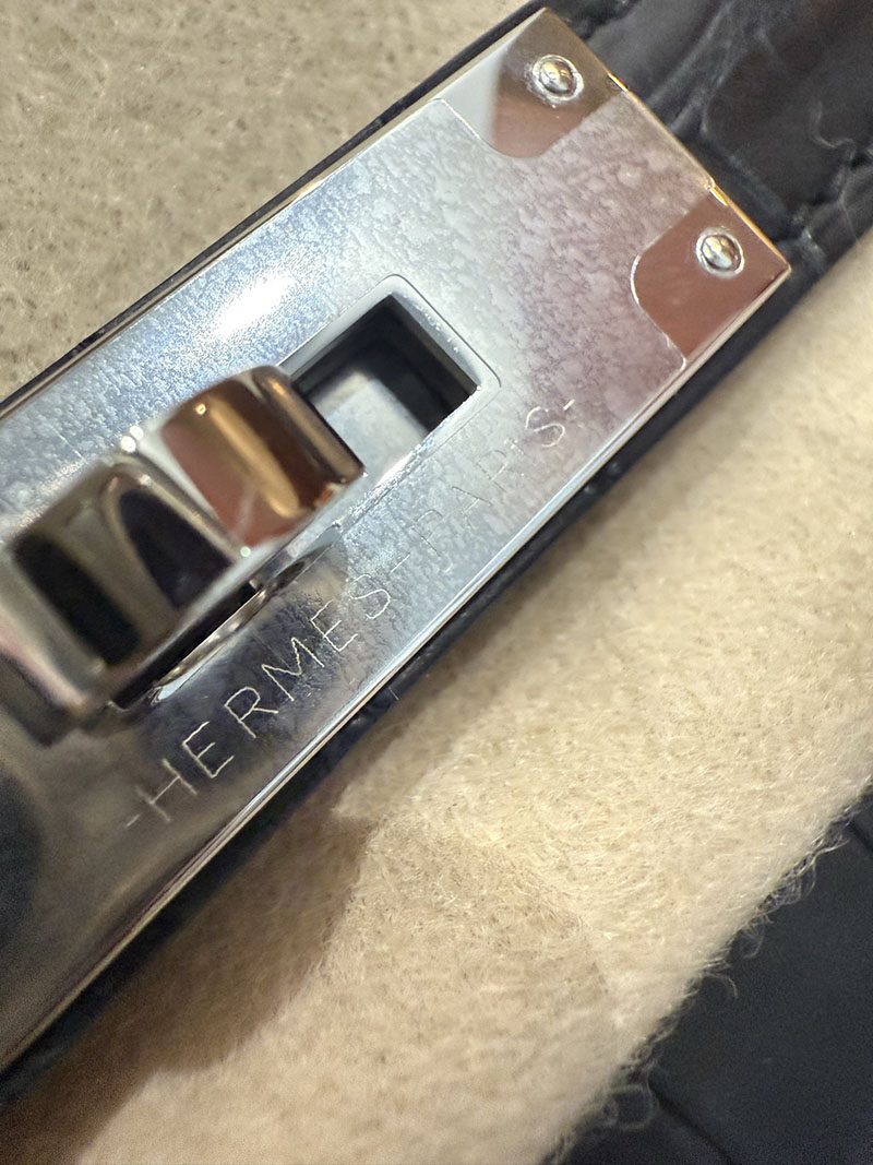 レディース エルメス バッグ HERMES バーキン25 黒 ブラック クロコダイル アリゲーターマット シルバー金具 2526026 バーキン クロコ 定価 - 画像 (6)